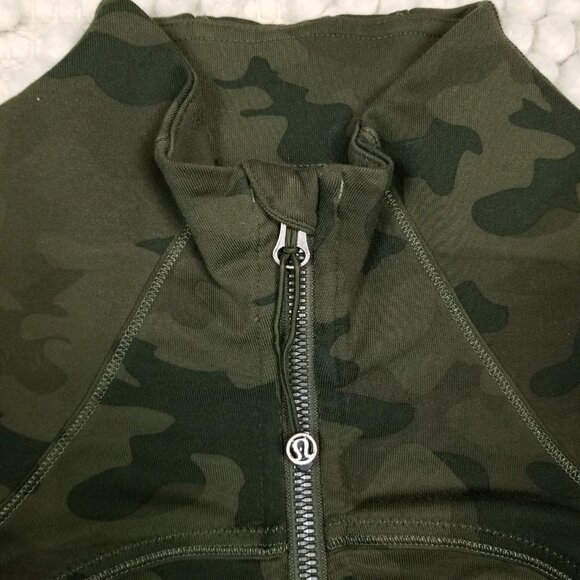 Lululemon Forme Jacket Cuffins Savasana Camo 20cm Fatigue Green Sz 10 - Picture 7 of 10